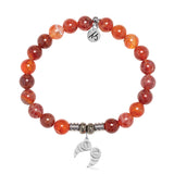 Orange Fire Agate Gemstone Bracelet with Infinite Protection Sterling Silver Charm