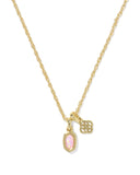Kendra Scott Mini Elisa and Dira Gold Necklace in Light Pink Lab-Grown Opal