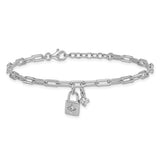 Silver Lock & CZ Bracelet