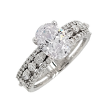 3-Row Marquise & Round Diamond Semi-Mount Engagement Ring