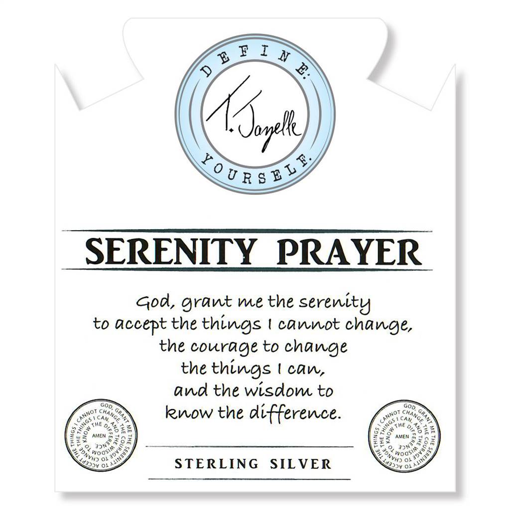 Green Quartz Stone Bracelet with Serenity Prayer Sterling Silver Charm