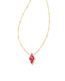 Kendra Scott Kinsley Gold Short Pendant Necklace in Raspberry Illusion