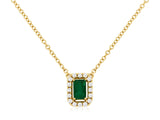 Emerald & Diamond Halo Necklace