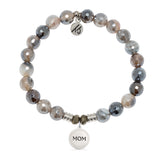 Storm Agate Gemstone Bracelet with Endless Love Mom Sterling Silver Charm