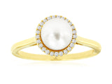 Pearl Ring with Diamond Halo