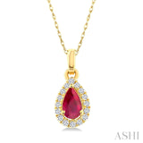 Ruby & Diamond Halo Pendant