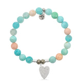 Multi Amazonite Gemstone Bracelet with You Are Loved Sterling Silver Charm
