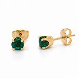 4mm Round Emerald Stud Earrings