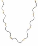 Two-Tone Disco Bead & Spring S Link Necklace, 16.5"