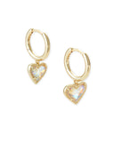 Kendra Scott Ari Gold Heart Huggie Earrings in Dichroic Glass