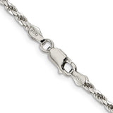 Silver 2.5mm Rope Chain, 24"