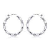 Embossed Silver Hoop Earrings