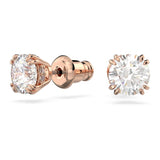 Swarovski Constella stud earrings, Round cut, White, Rose gold-tone plated