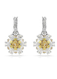Swarovski Idyllia drop earrings Flower, Yellow, Rhodium plated