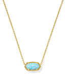 Kendra Scott Elisa Gold Short Pendant Necklace in Light Teal Kyocera Opal