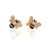 Black & White Diamond Bee Earrings