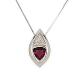 Rhodolite Garnet & Diamond Navette Pendant