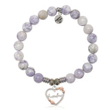 Purple Turquoise Gemstone Bracelet with Heart Grandma Sterling Silver Charm