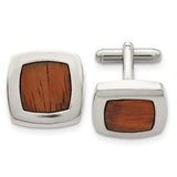 Stainless Steel Koa Wood Inlay Cufflinks