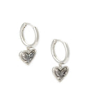 Kendra Scott Ari Heart Silver Huggie Earrings in Platinum Drusy