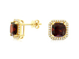 Garnet & Diamond Halo Earrings