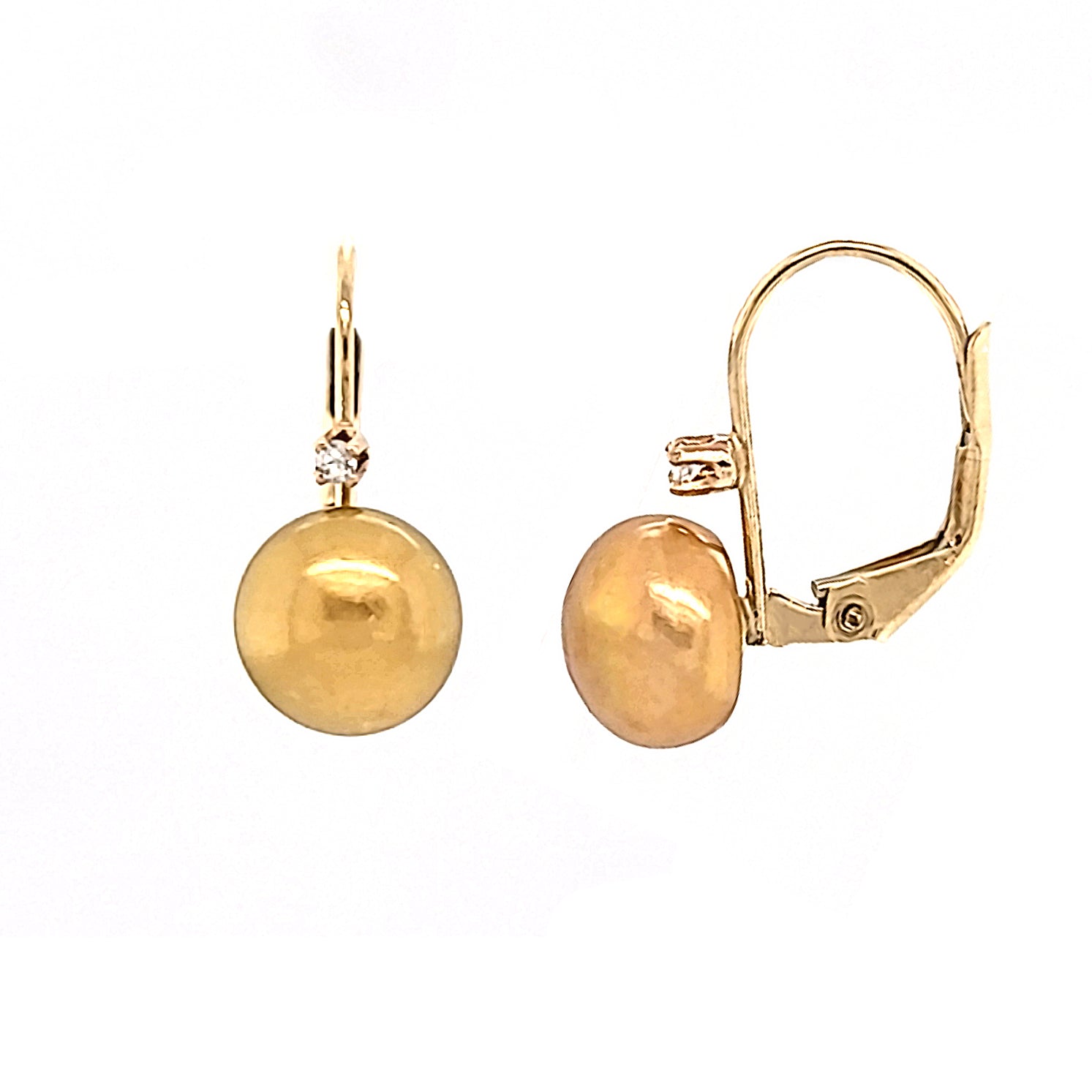 Dyed Gold Pearl Earrings