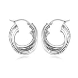 Silver Double Tube Hoop Earrings