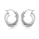 Silver Double Tube Hoop Earrings