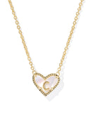 Kendra Scott Heart Letter C Gold Ivory Mother of Pearl Short Pendant Necklace