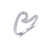 Sterling Silver, Platinum Plated, 39ctw Round Simulated Diamond Wave Band