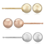 Tri-Gold 4mm Ball Earring Set