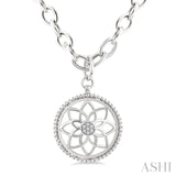 Silver & Diamond Flower Medallion Pendant