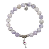 Purple Turquoise Gemstone Bracelet with Cardinal CZ Sterling Silver Charm