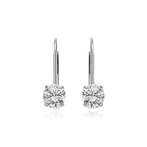 CZ Leverback Solitaire Earrings