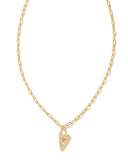 Kendra Scott Crystal Letter V Gold Short Pendant Necklace in White Crystal
