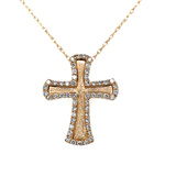 Diamond Edge Brushed Finish Cross Pendant