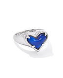 Kendra Scott Framed Ari Heart Silver Band Ring in Mood Stone, Size 6