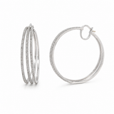 1.5ctw Diamond 40mm Triple Hoop Earrings