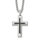 Stainless Steel Black CZ Cross Pendant