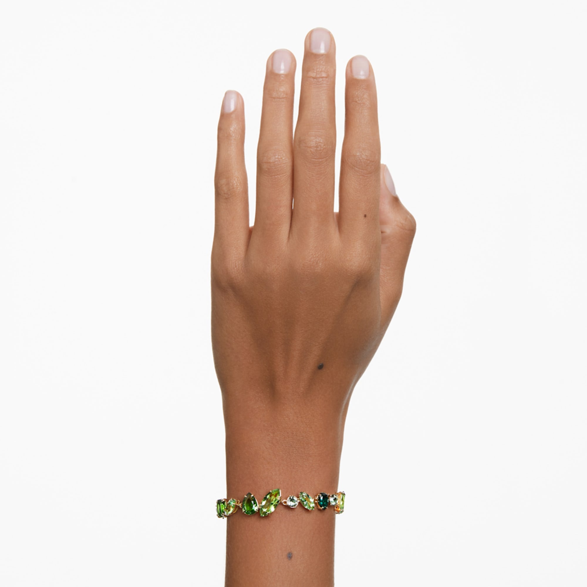 Swarovski Gema bracelet, Mixed cuts, Green, Gold
