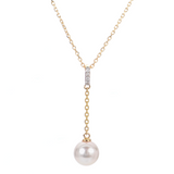 Pearl and Diamond Drop Necklace