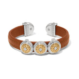 Brighton Mosaic Two Tone Leather Disc Cuff Bracelet, Luggage