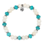 Soulful Collection- Beige with Amazonite Jade Gemstone Bracelet