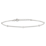 Silver Station Bead Anklet, 10-11.5"