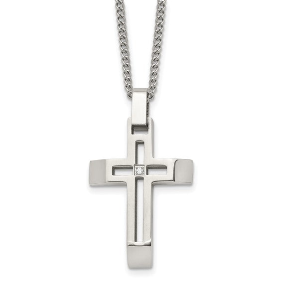 Stainless Steel Brushed and Polished Cross Pendant