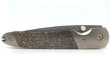 Titanium 4" Damascus Liner Lock Fossilized Dinosaur Bone