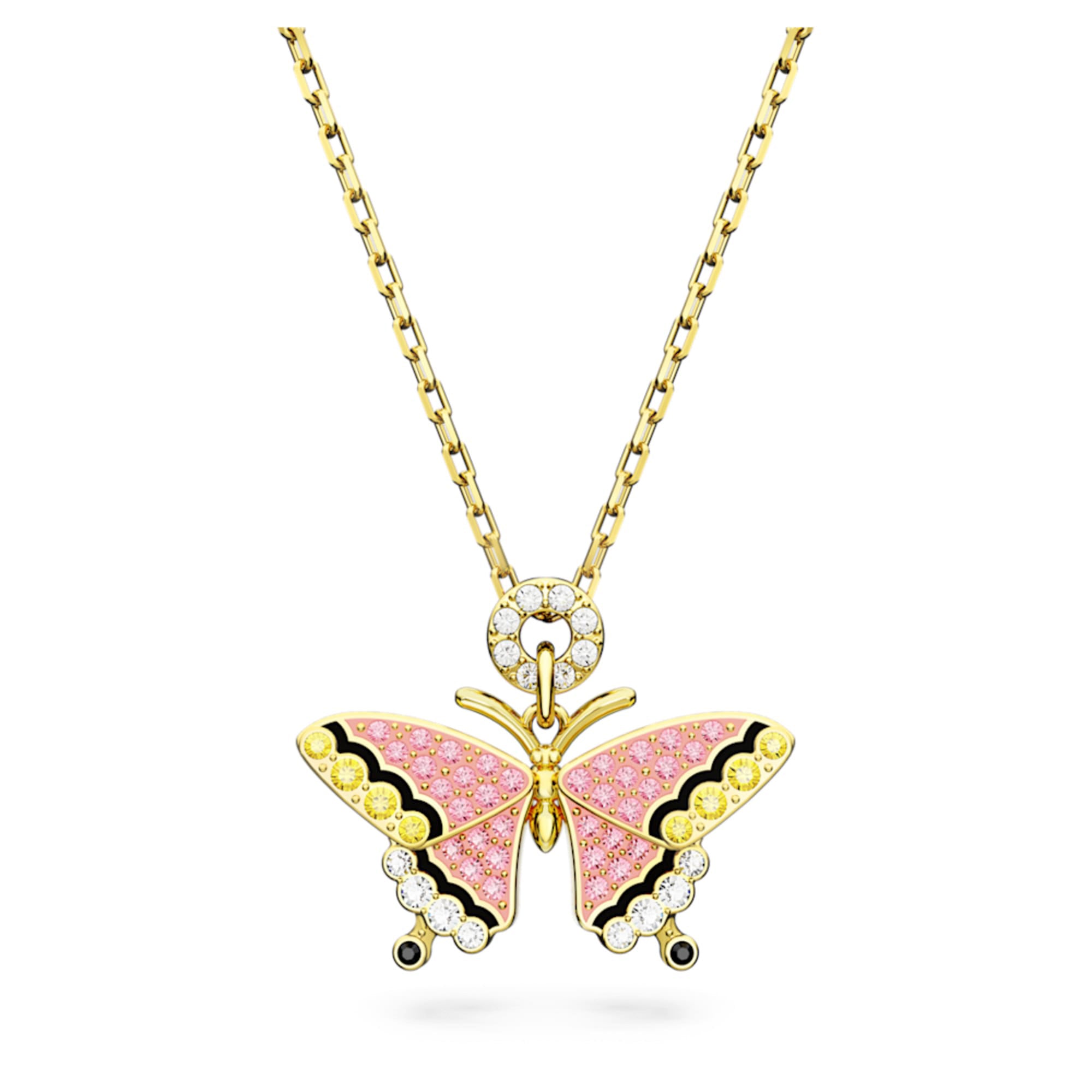 Swarovski Idyllia pendant, Butterfly, Multicolored, Gold-tone plated