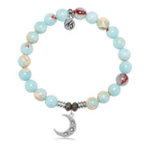 Snakeskin Jasper Gemstone Bracelet with Friendship Stars Sterling Silver Charm