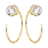 CZ Gold Hoop Threader Earrings