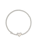 Kendra Scott Ari Heart Silver Stretch Bracelet in Dichroic Glass